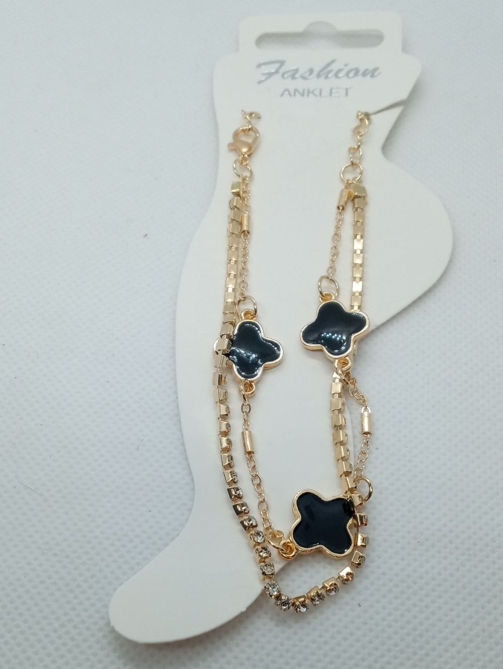 ENAMELED 4 LEAF CLOVER ANKLET